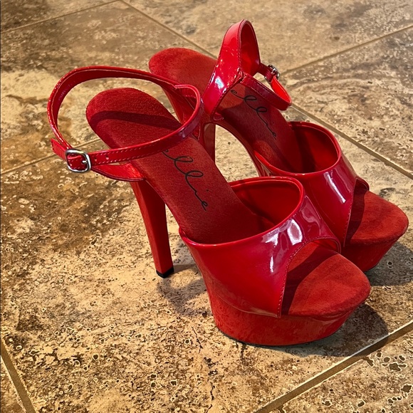 Ellie Glossy Red High Heels - Picture 1 of 5